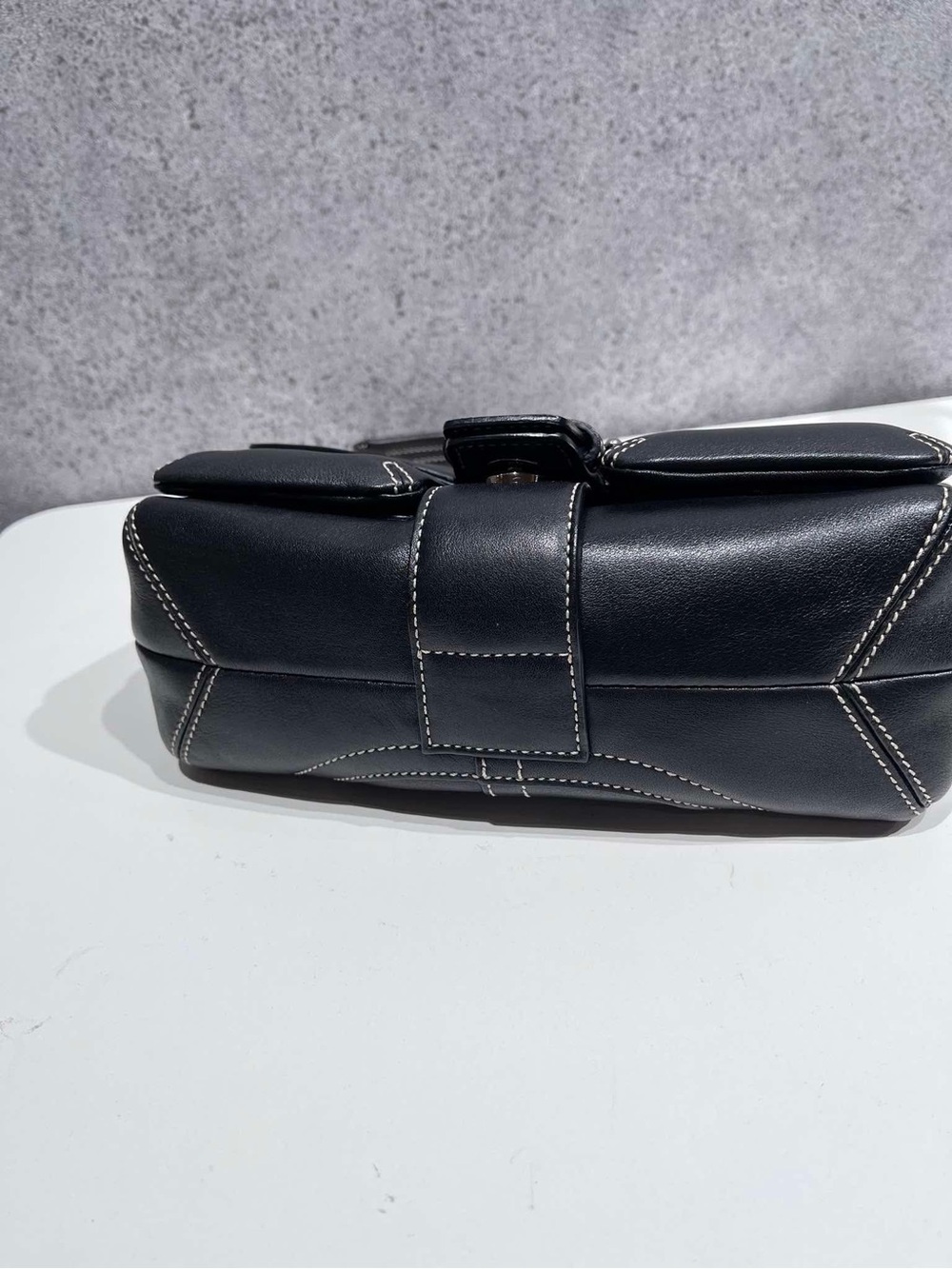 COACH Black Leather Shoulder Bag with Silver Buckle - Picture 11 of 12